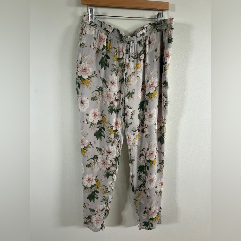 Joie Multicolor Floral Pants silk drawstring large